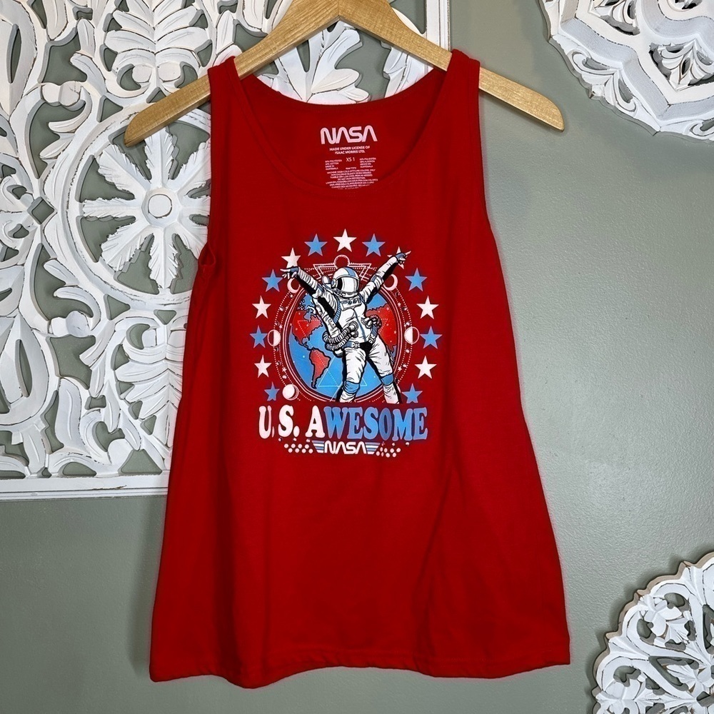 NASA USA Awesome Tank Astronaut Sleeveless Tee Tank XS Patriotic